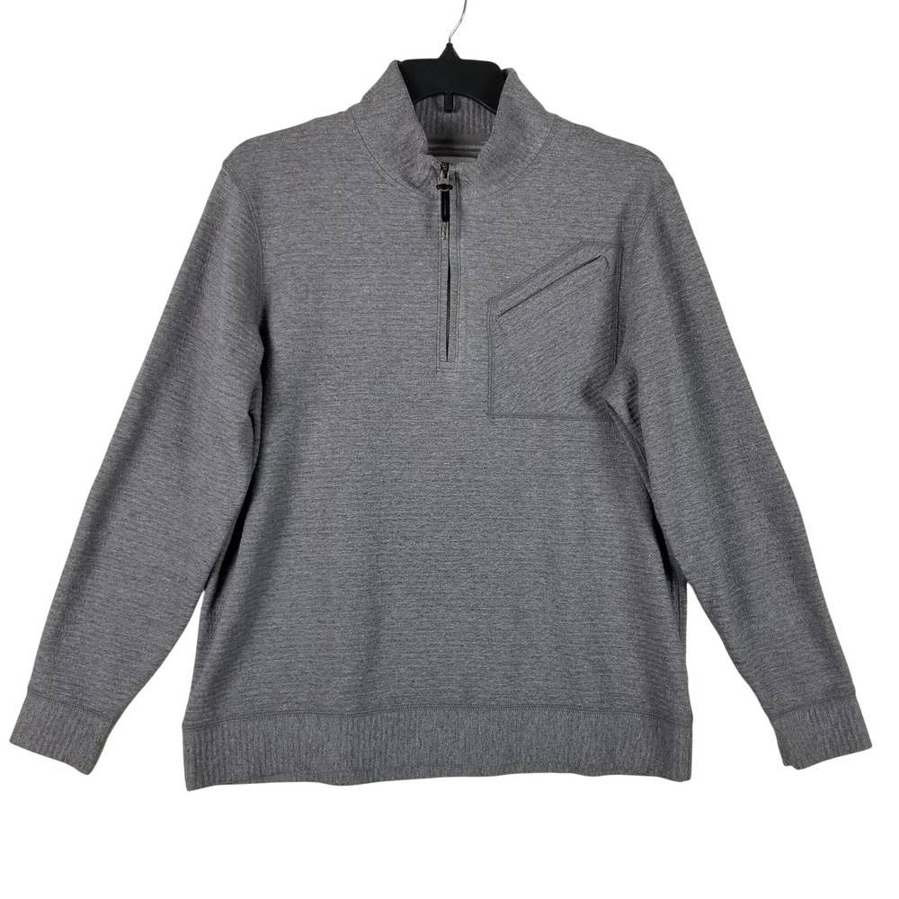 Billy Reid Pullover Mens XL Grey Quarter Zip Textured Cotton Blend Sweater